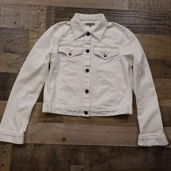 Citizens of Humanity jean jacket women's medium white denim elbow pads - Picture 3 of 10